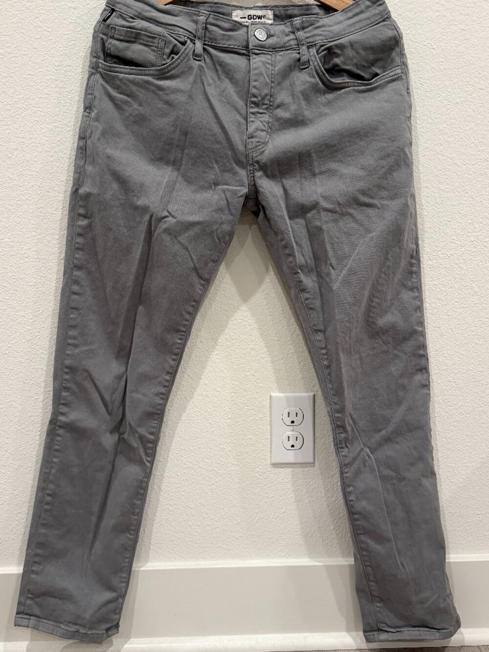 GDW Goodwear Mens Gray Slim Leg 5-Pocket Twill Pants Size 32x30‎